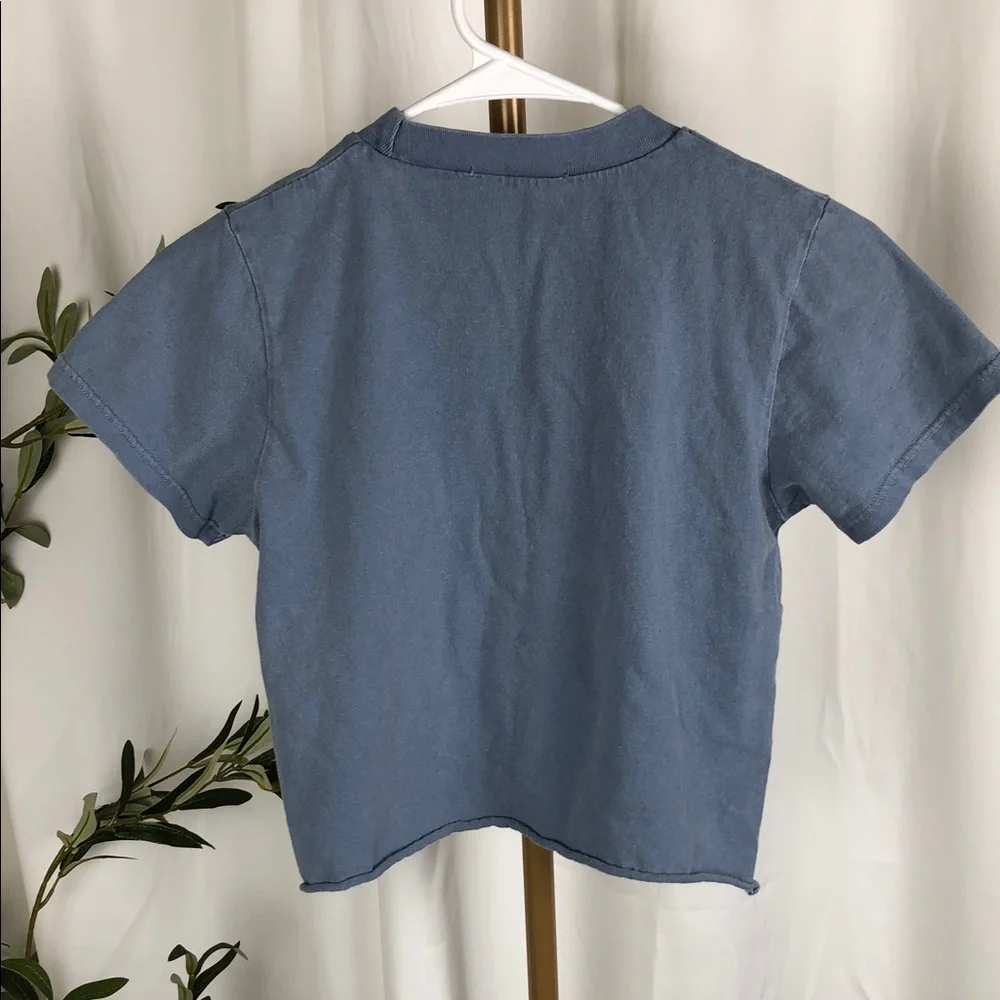 Brandy Melville Dusty Blue 'Hawaii U.S.A.' Cropped Tee (T2) - Picture 4 of 7